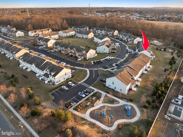 drone / aerial view featuring a residential view