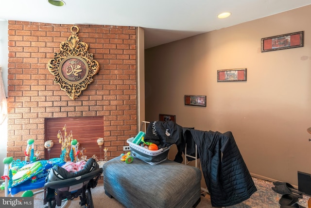 carpeted bedroom featuring recessed lighting