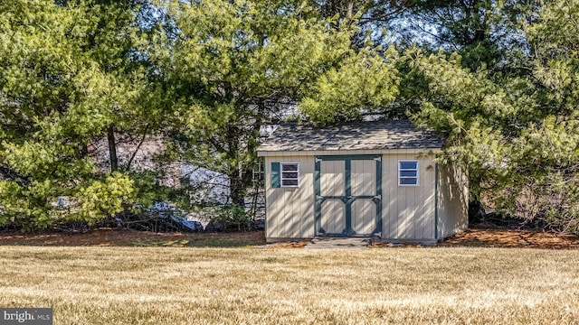 view of shed