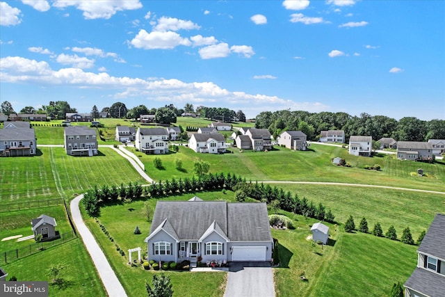 aerial view with a residential view