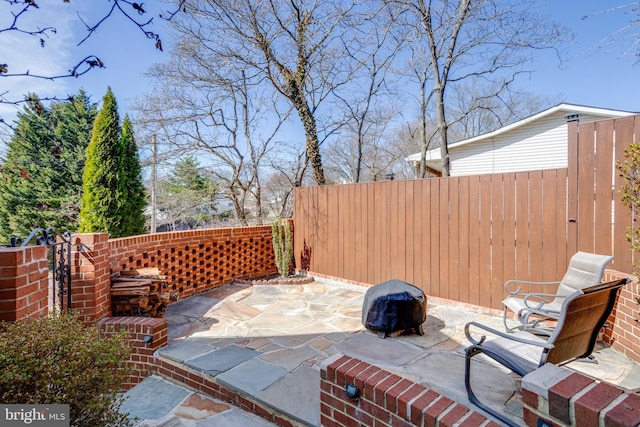 view of patio with a fenced backyard