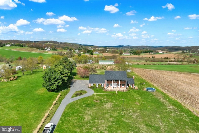 aerial view with a rural view