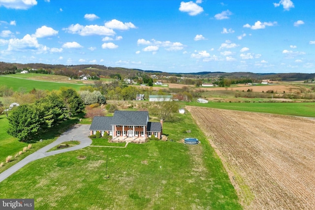 bird's eye view with a rural view