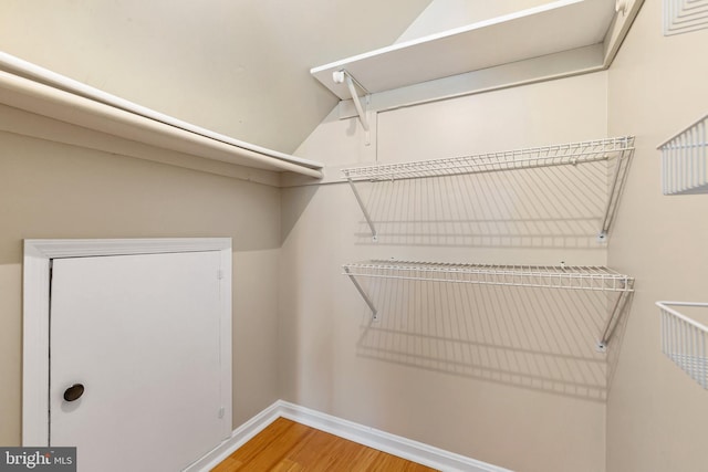 spacious closet featuring light wood-type flooring