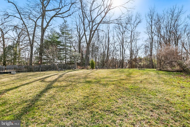 view of yard featuring fence