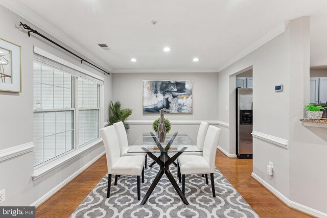 6603 Netties Ln Unit 1706, Alexandria, VA 22315 - dining space with recessed lighting, ornamental molding, wood finished floors, and baseboards
