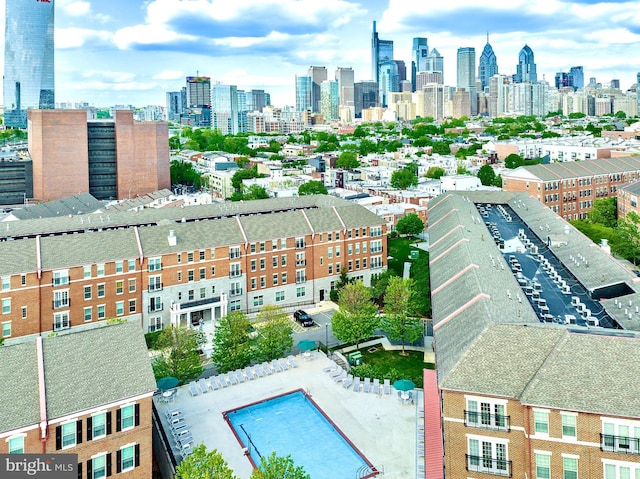 aerial view featuring a city view