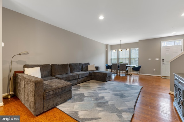 12831 Clarksburg Square Rd, Clarksburg, MD 20871 - living room with baseboards, recessed lighting, and wood finished floors