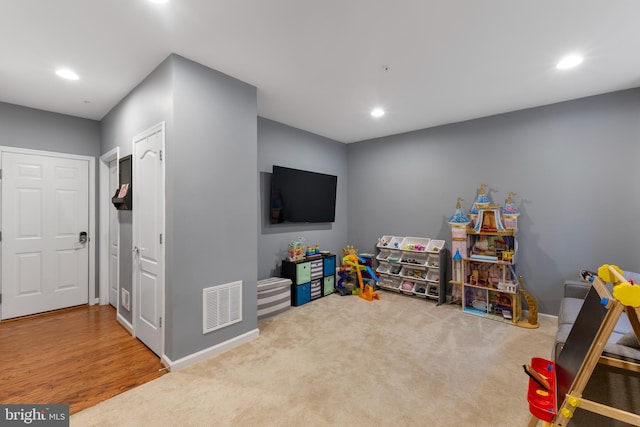 12831 Clarksburg Square Rd, Clarksburg, MD 20871 - playroom with baseboards, carpet, visible vents, and recessed lighting
