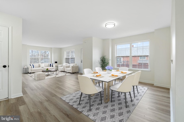 dining room featuring baseboards and wood finished floors