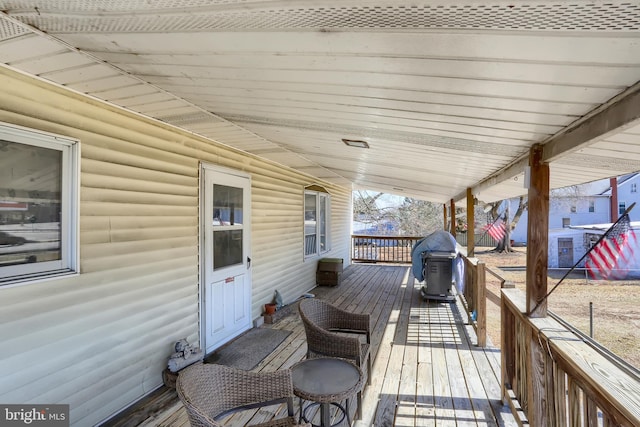 deck featuring grilling area