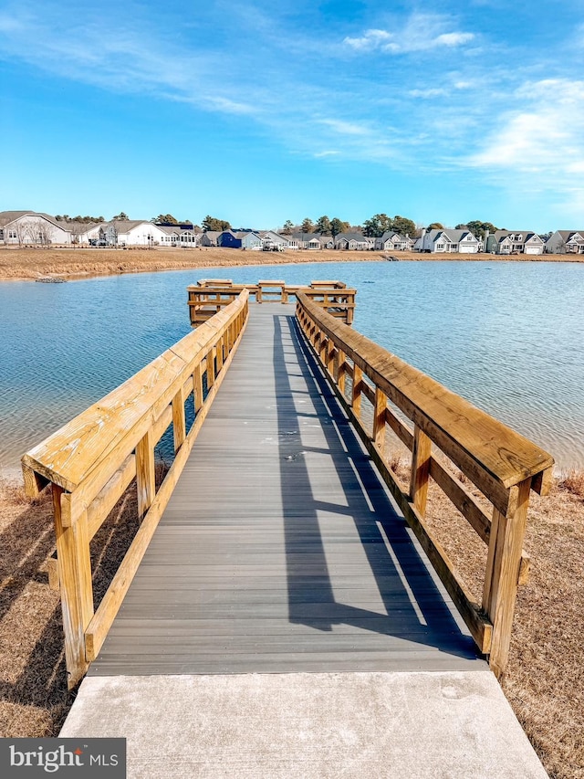 view of dock featuring a water view