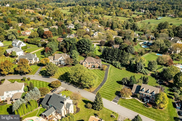 aerial view with a residential view