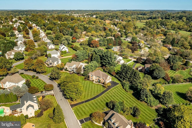 drone / aerial view with a residential view