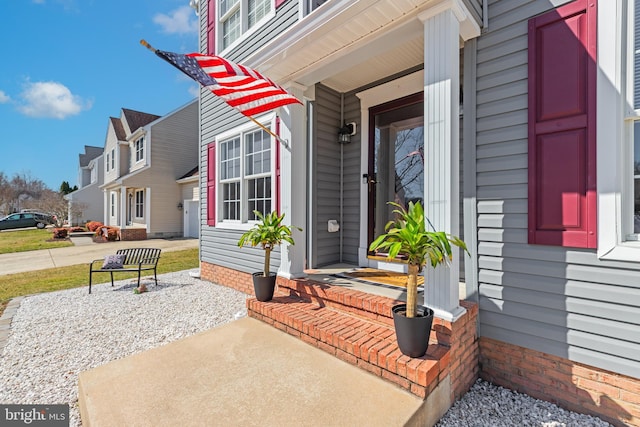 entrance to property with a residential view