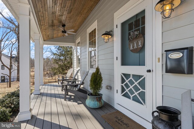 631 Monument Ave, Malvern, PA 19355 - wooden terrace featuring covered porch and ceiling fan