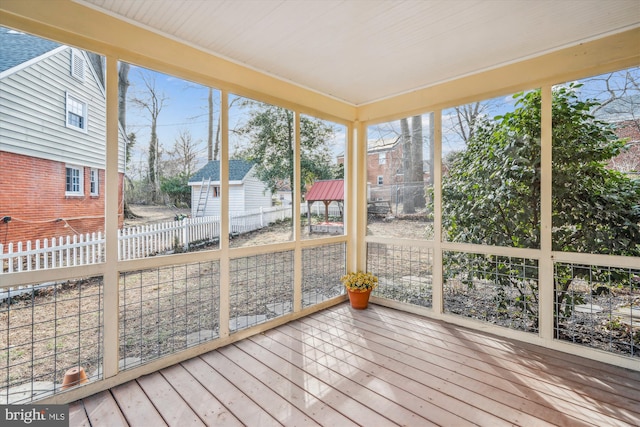 view of unfurnished sunroom