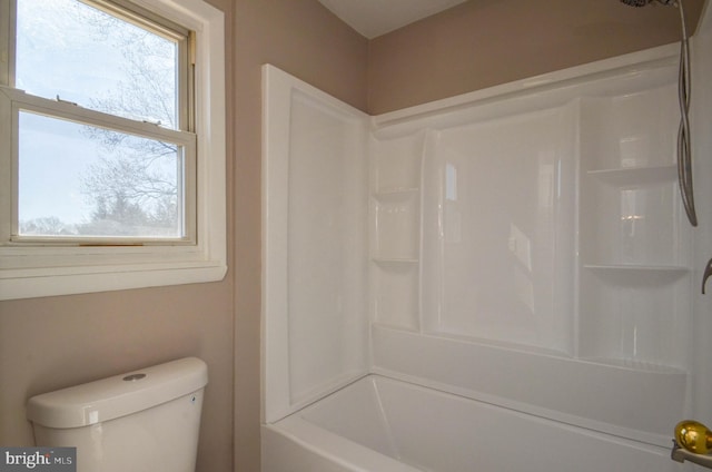 full bath featuring shower / bathing tub combination and toilet