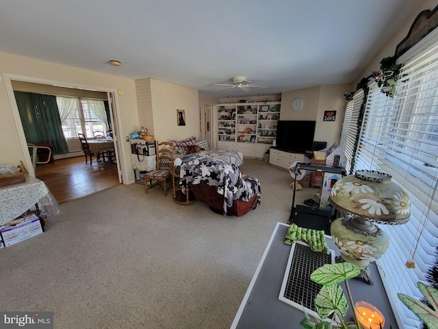 interior space with a ceiling fan