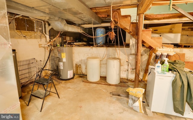 unfinished below grade area with water heater