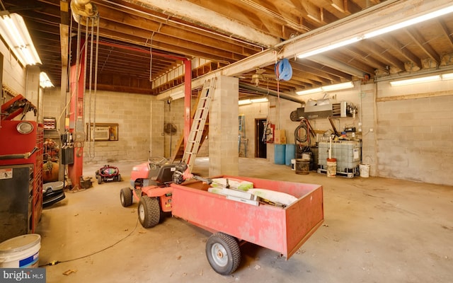 view of unfinished basement