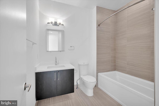 bathroom featuring vanity, toilet, and shower / bathtub combination