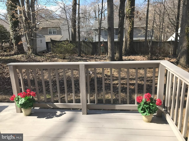 wooden deck featuring fence