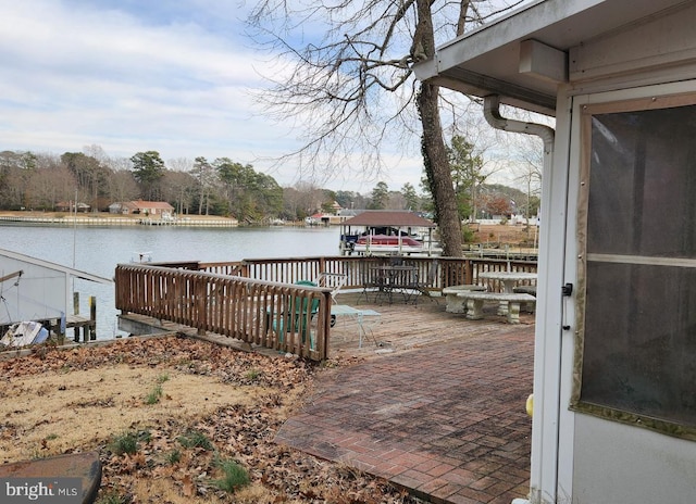 view of dock featuring a water view