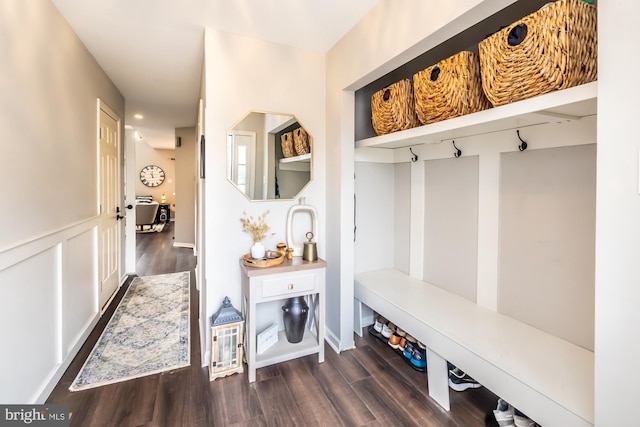 mudroom with wood finished floors