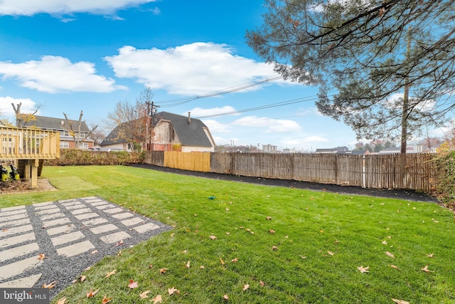 view of yard featuring a fenced backyard