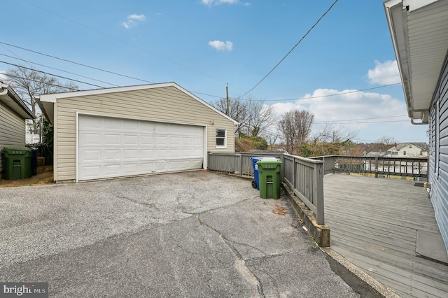 view of detached garage