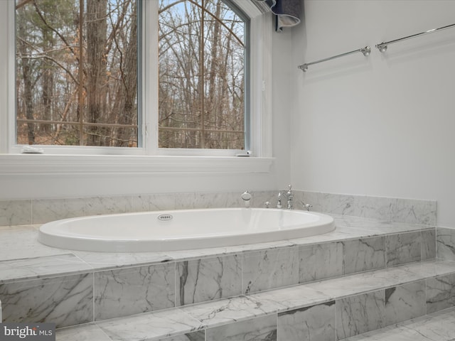 bathroom with a garden tub