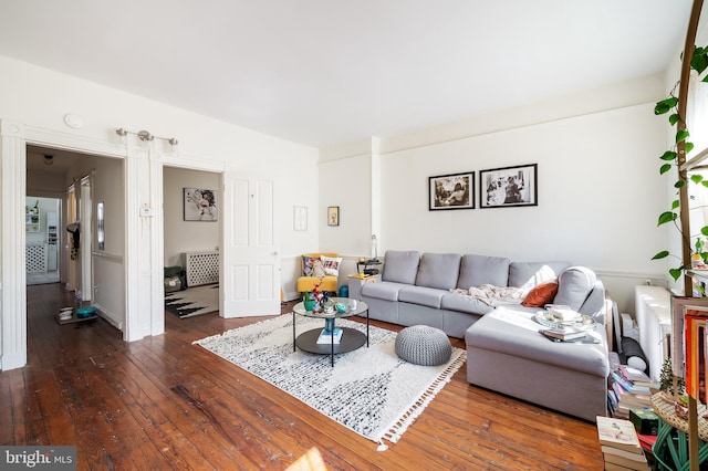 living area featuring hardwood / wood-style flooring