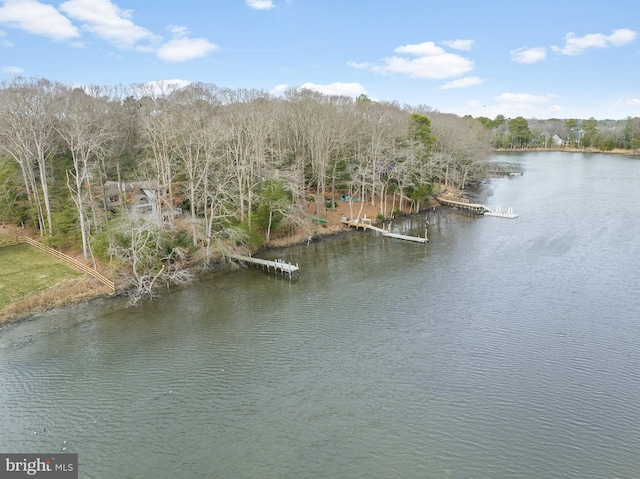 water view with a boat dock