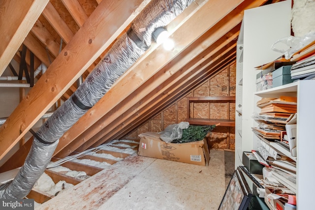 view of unfinished attic