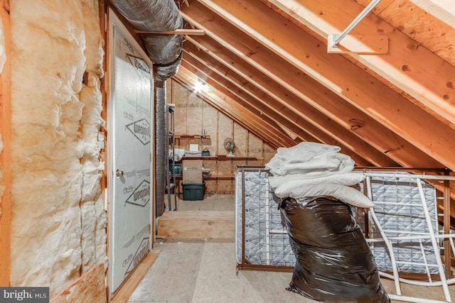 view of unfinished attic