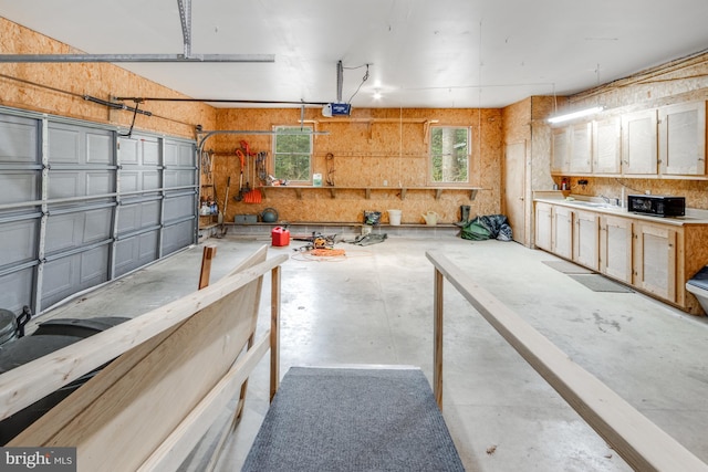 garage with a garage door opener