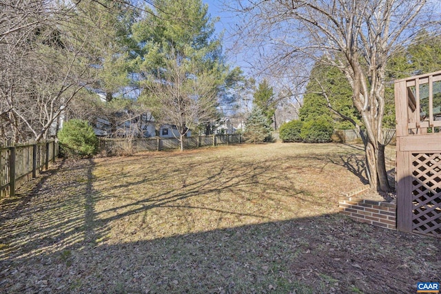 view of yard with a fenced backyard