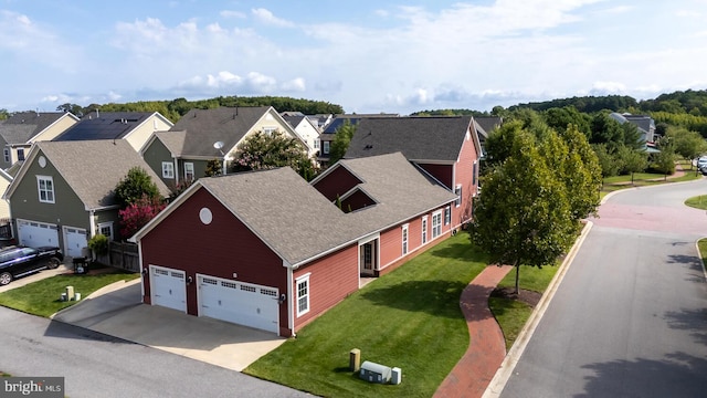 aerial view with a residential view