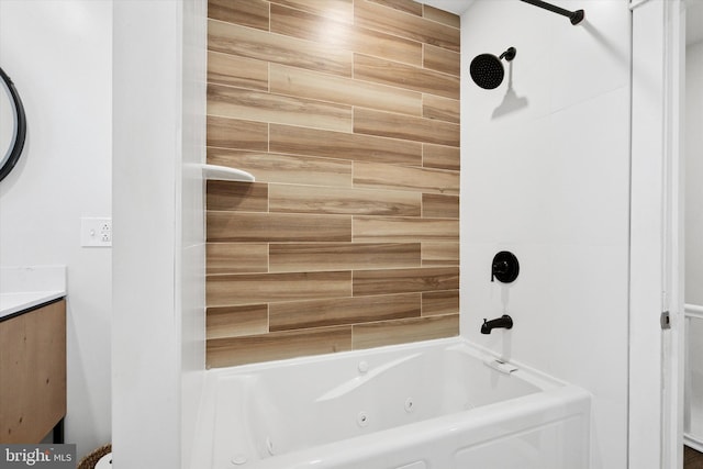 full bathroom with vanity and a combined bath / shower with jetted tub