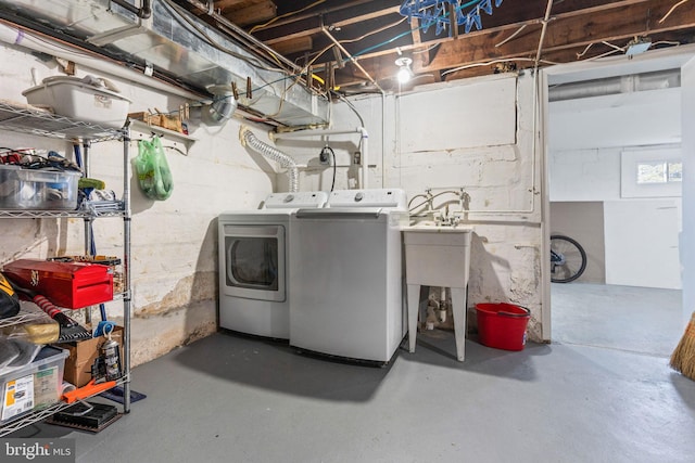 basement with independent washer and dryer