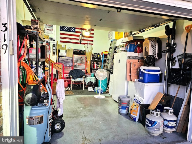 storage room with a garage