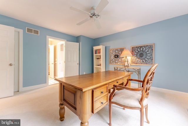 1052 Cedar Mill Ln, West Chester, PA 19382 - office space with ceiling fan, light carpet, and baseboards