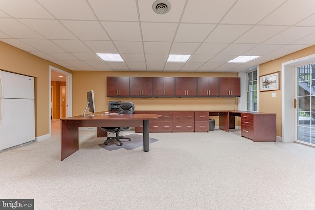 1052 Cedar Mill Ln, West Chester, PA 19382 - home office featuring light carpet and a paneled ceiling