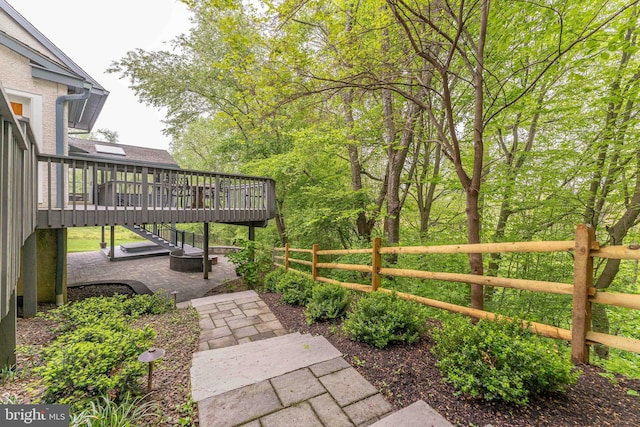 1052 Cedar Mill Ln, West Chester, PA 19382 - view of yard with a deck, fence, and stairway