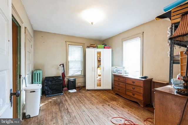 bedroom with hardwood / wood-style floors