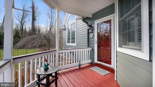 deck featuring covered porch