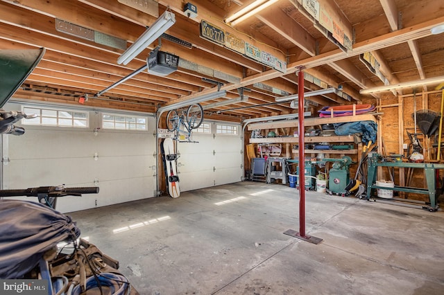 garage with a garage door opener