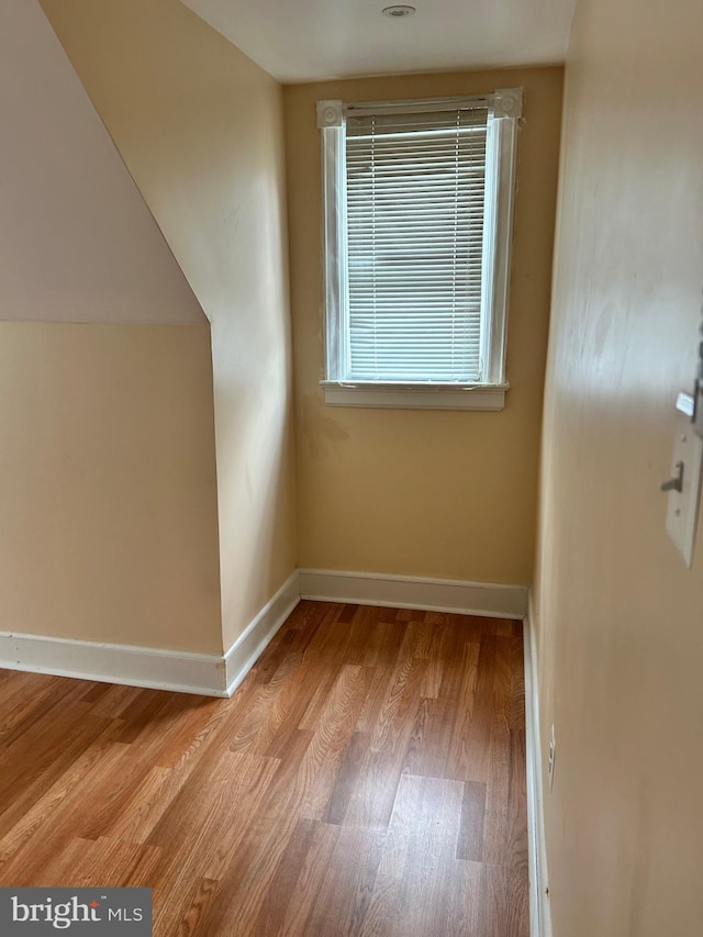 bonus room with baseboards and wood finished floors