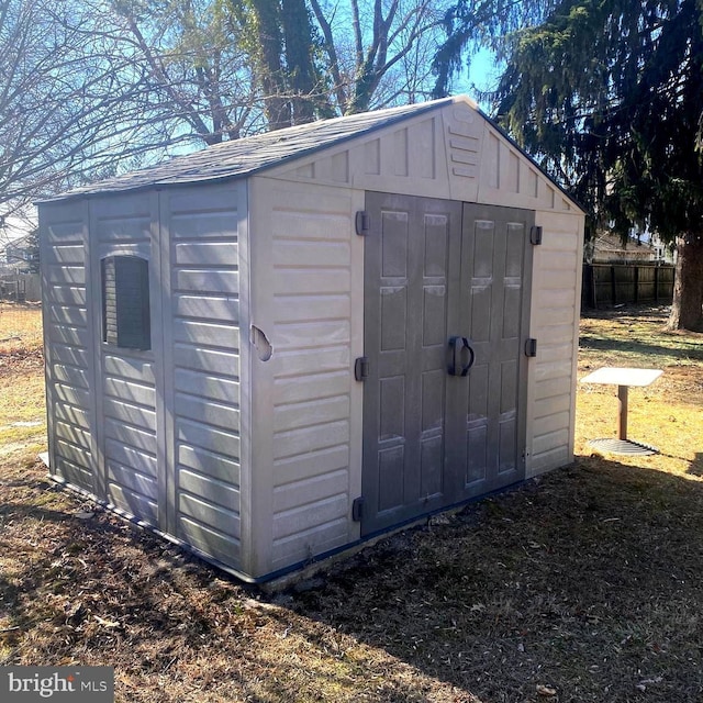 view of shed